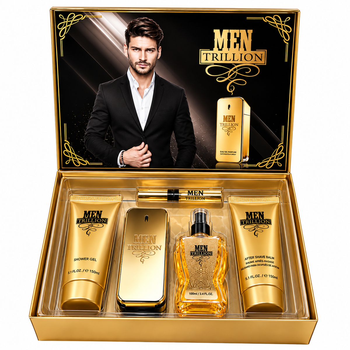 Men Trillion Men’s Eau de Parfum & Grooming 5-Piece Gift Set