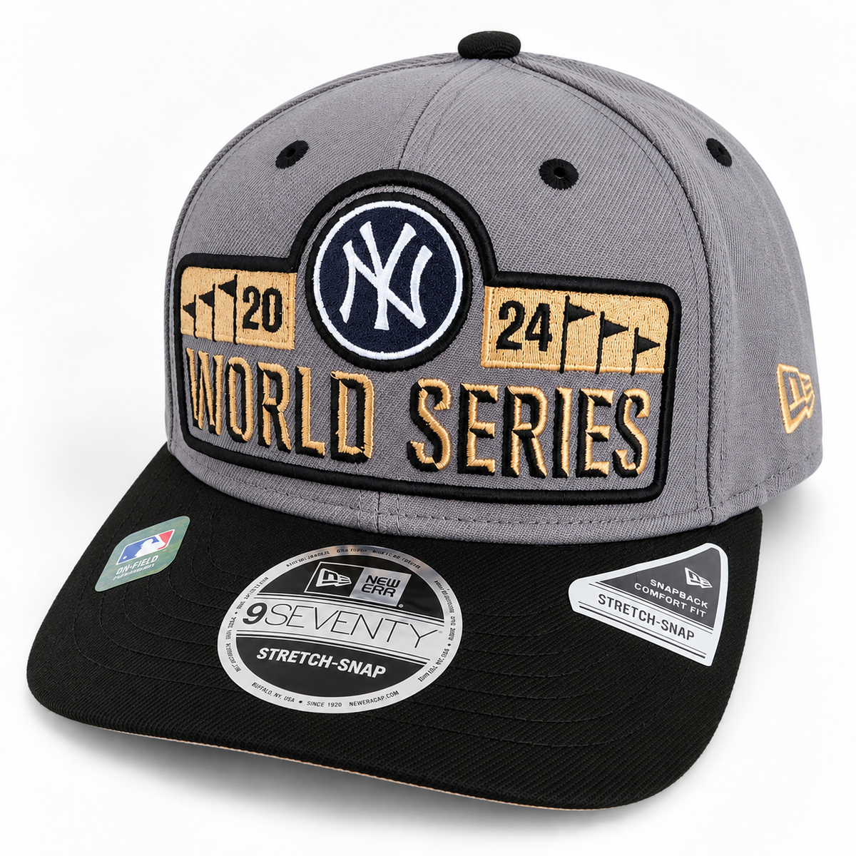 New Era New York Yankees 2024 ALCS Champions World Series 9SEVENTY Stretch-Snap Hat – Gray/Black