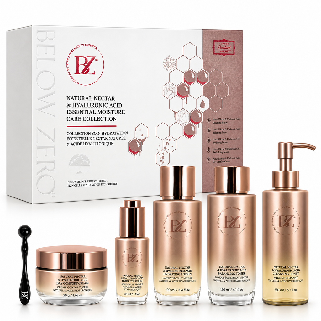 Below Zero Natural Nectar & Hyaluronic Acid Essential Moisture Care Collection – 5-Piece Set
