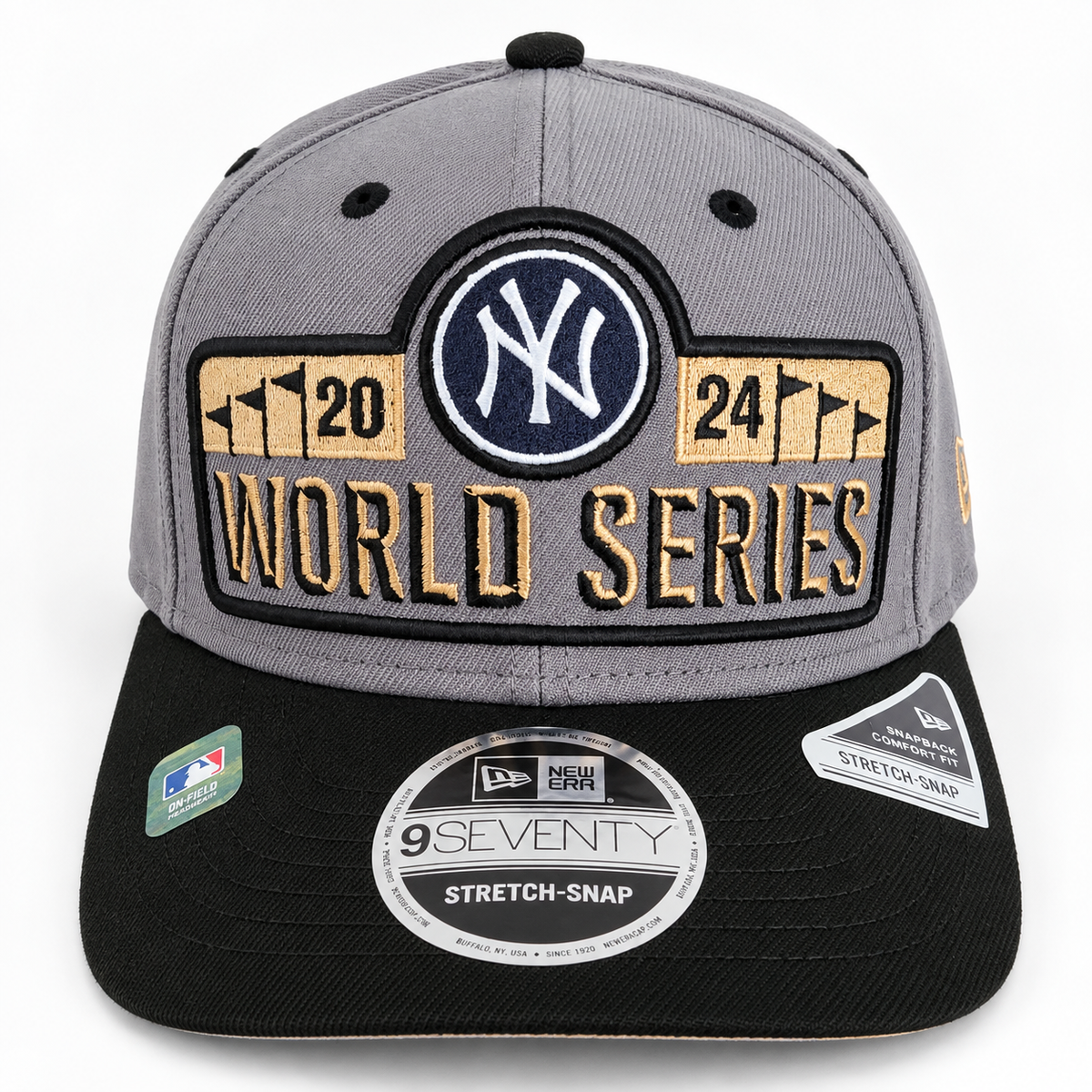 New Era New York Yankees 2024 ALCS Champions World Series 9SEVENTY Stretch-Snap Hat – Gray/Black