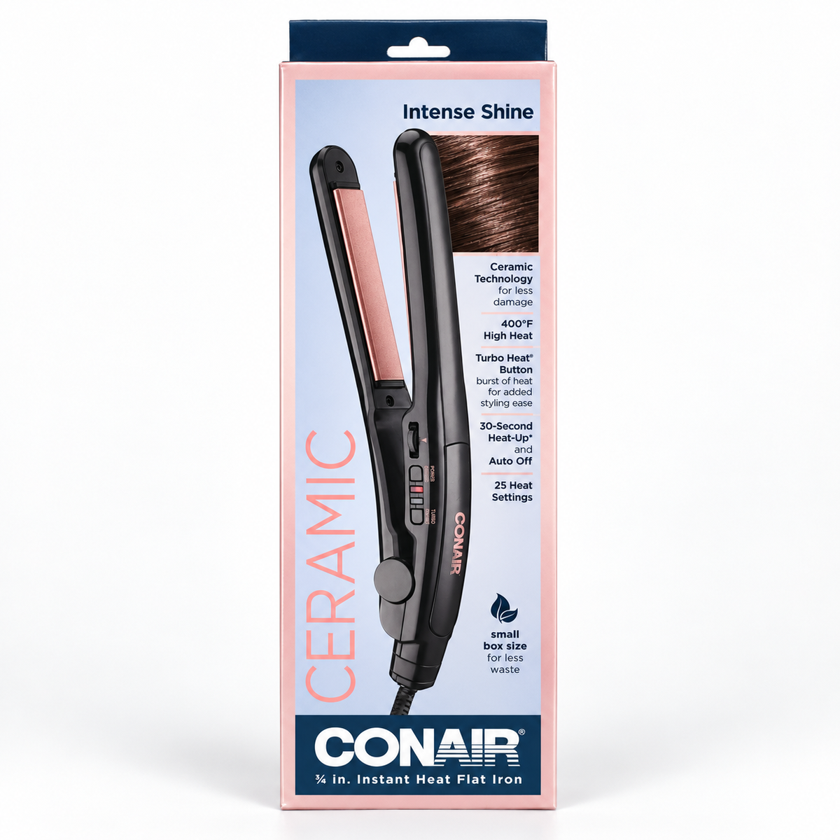 Conair Instant Heat ¾-Inch Ceramic Flat Iron – 400°F, 25 Heat Settings