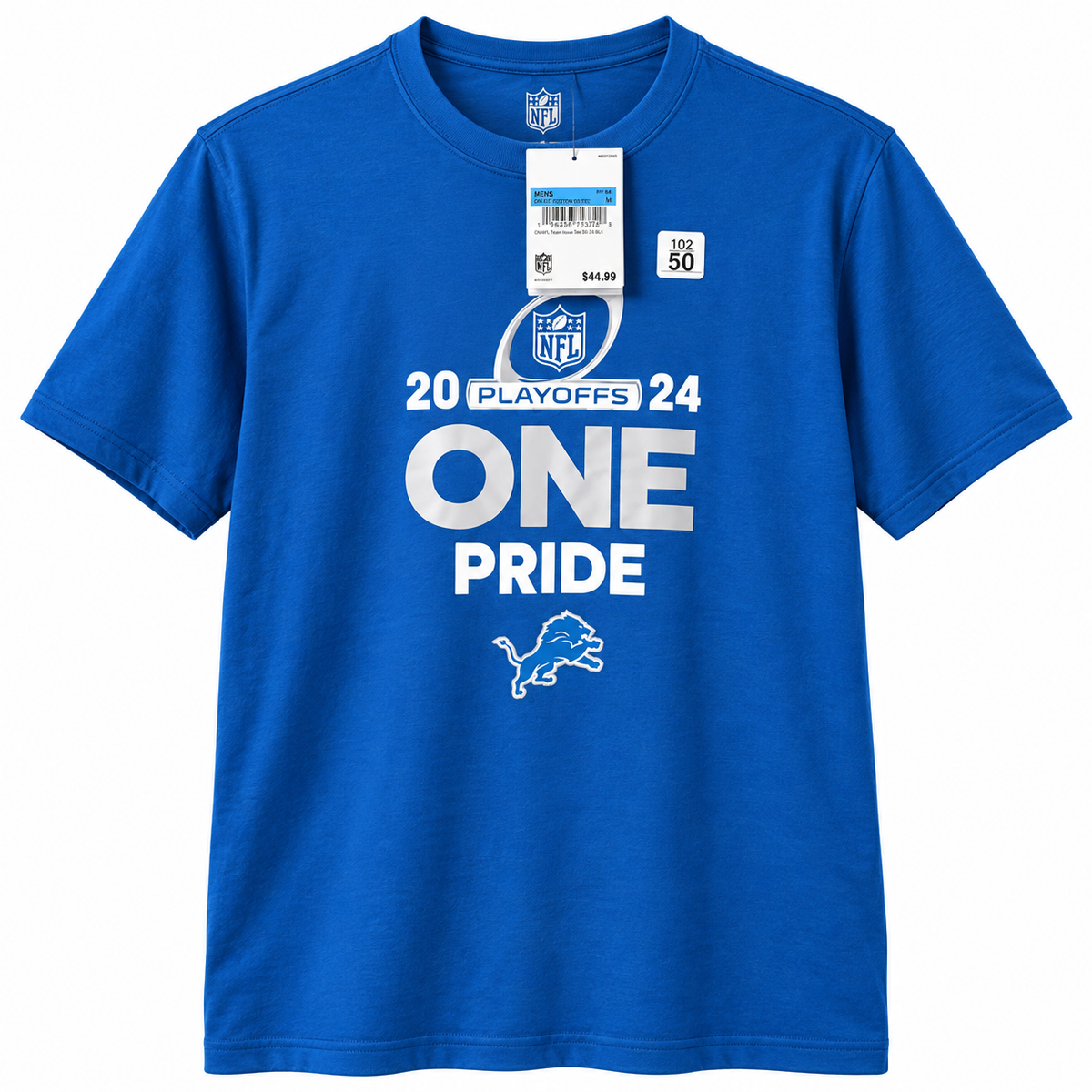 Detroit Lions Men’s 2024 NFL Playoffs “One Pride” T-Shirt – Blue – Size Medium