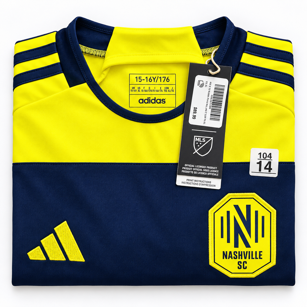 adidas Nashville SC 2024 The 615 Kit Youth Replica Jersey – Yellow/Navy – Size XL