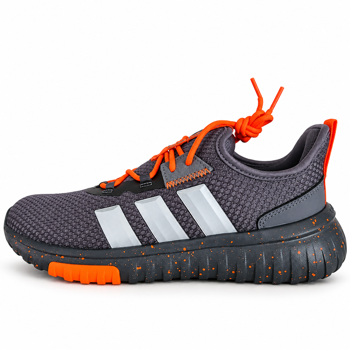 adidas Kaptir 4.0 Kids Shoes – Grey Five / Matte Silver / Impact Orange – Size 7