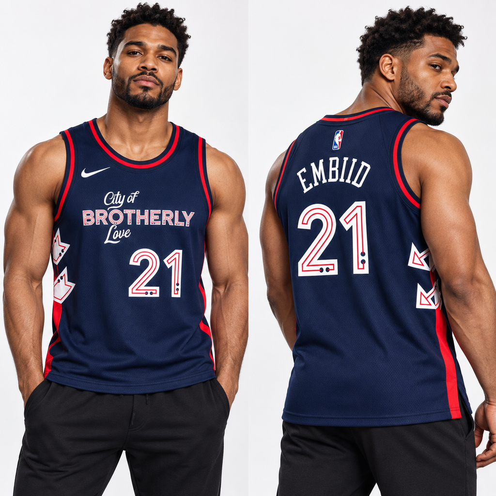 Nike Philadelphia 76ers Joel Embiid #21 2023/24 City Edition Swingman Jersey – Navy – Size S/40