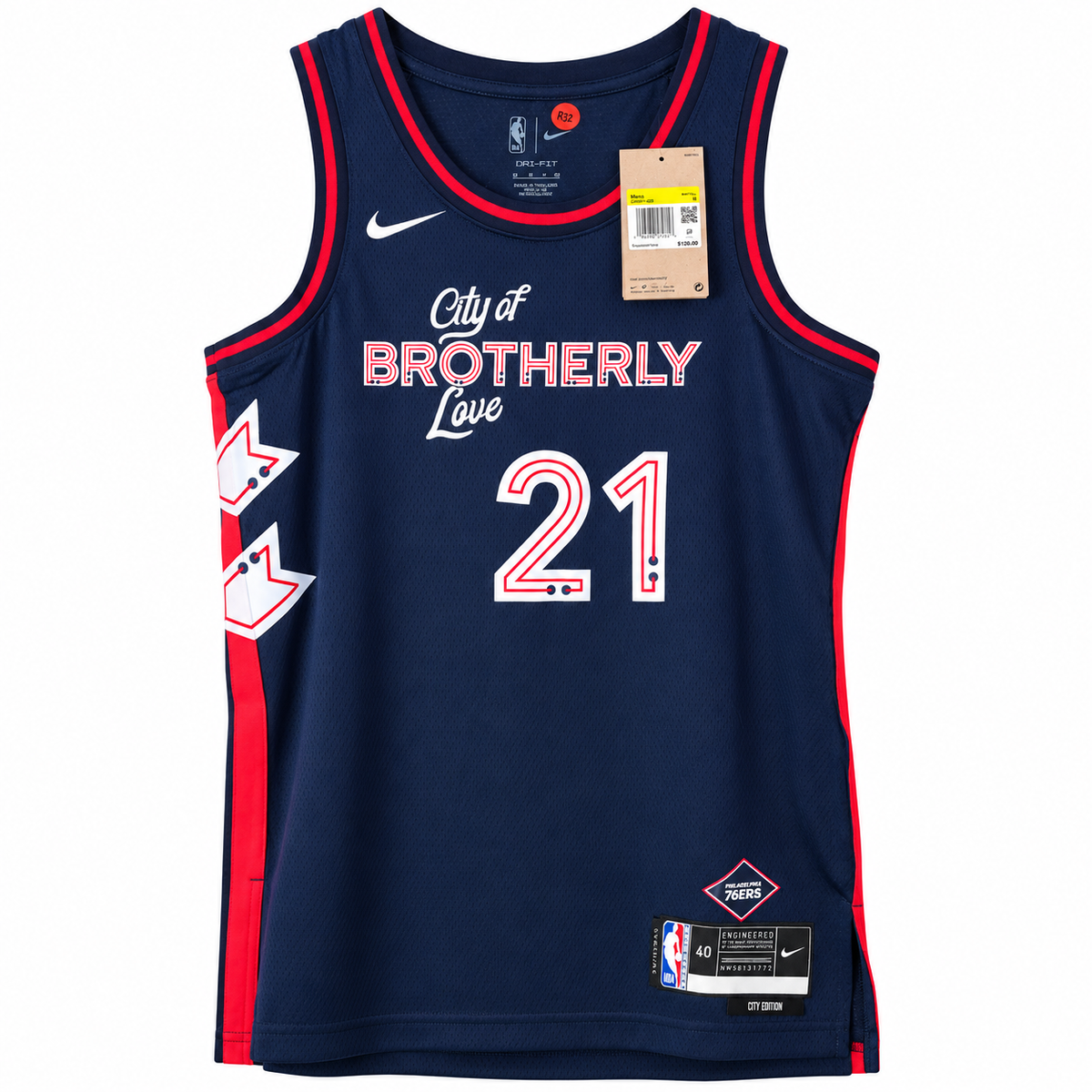 Nike Philadelphia 76ers Joel Embiid #21 2023/24 City Edition Swingman Jersey – Navy – Size S/40