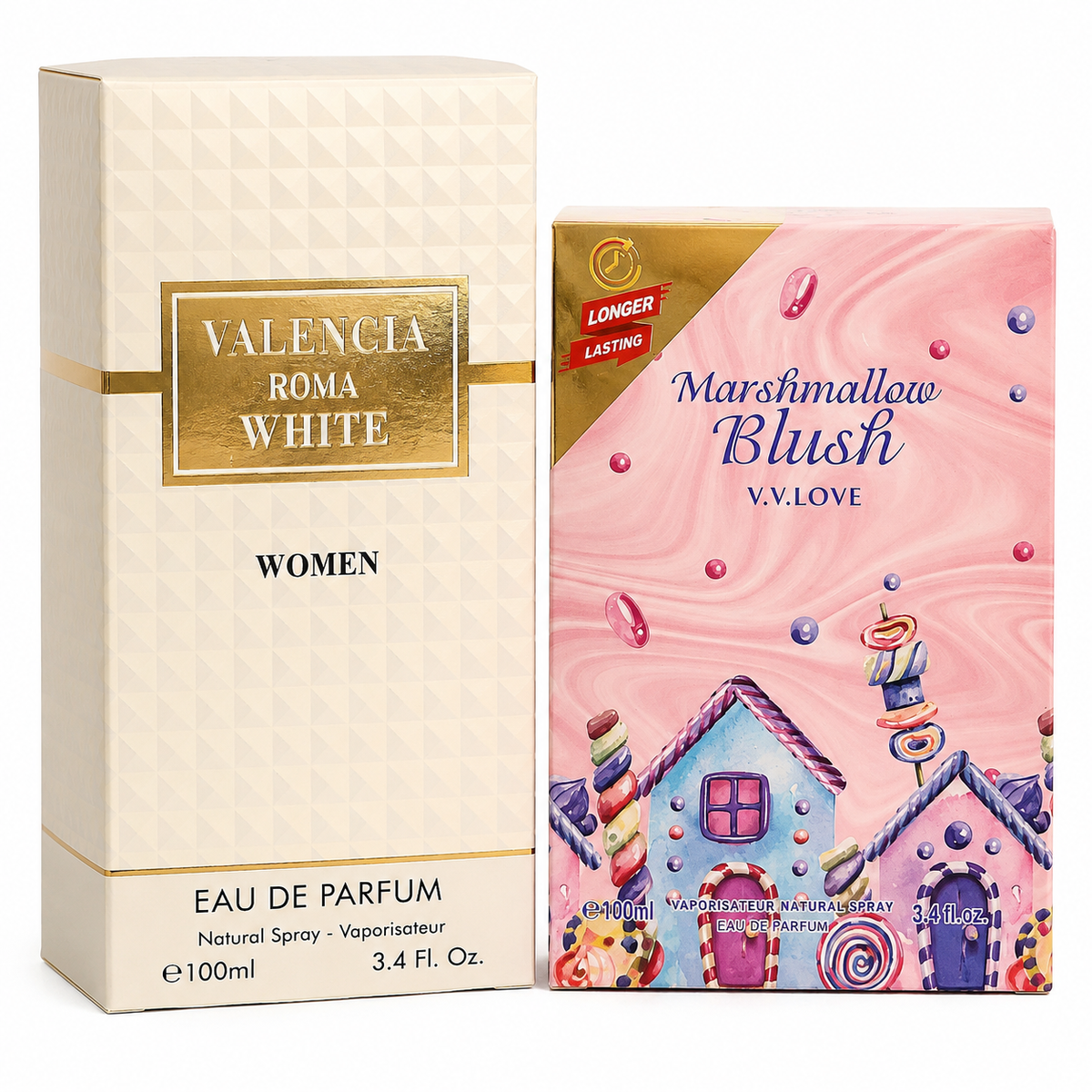 Women’s Sweet & Elegant Fragrance Duo – Valencia Roma White + Marshmallow Blush, 2 × 100ml