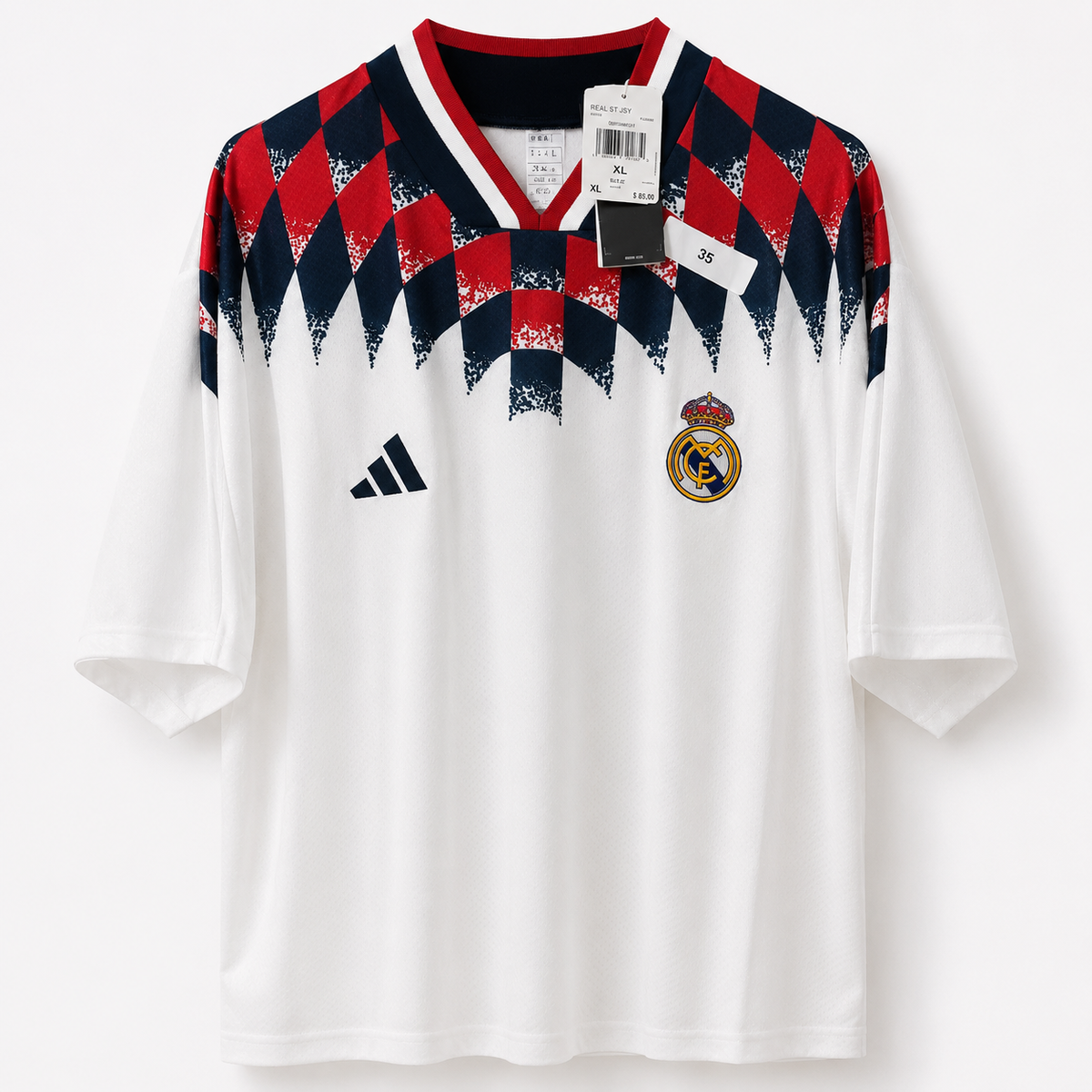 adidas Real Madrid Stadium Jersey – White/Red/Navy – Men's XL
Product details