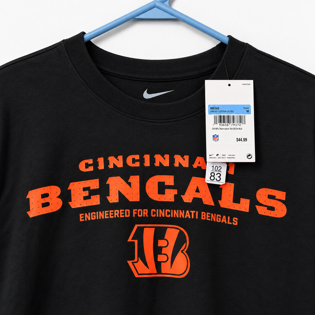 Nike Cincinnati Bengals Men’s Dri-FIT Cotton T-Shirt – Black – Size Medium