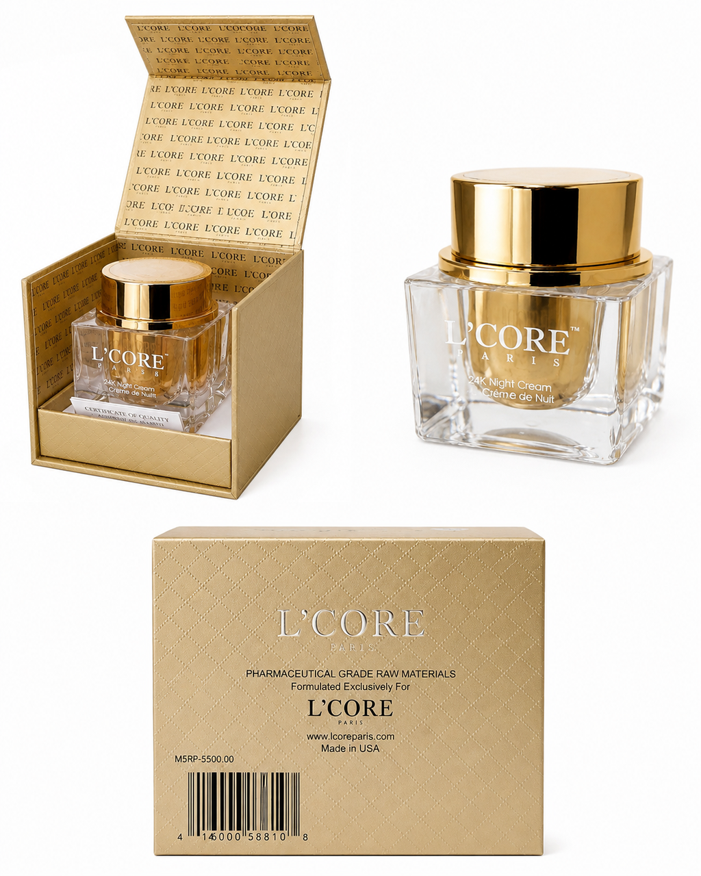 L’CORE Paris 24K Gold Nourishing Night Cream – Luxury Anti-Aging Moisturizer