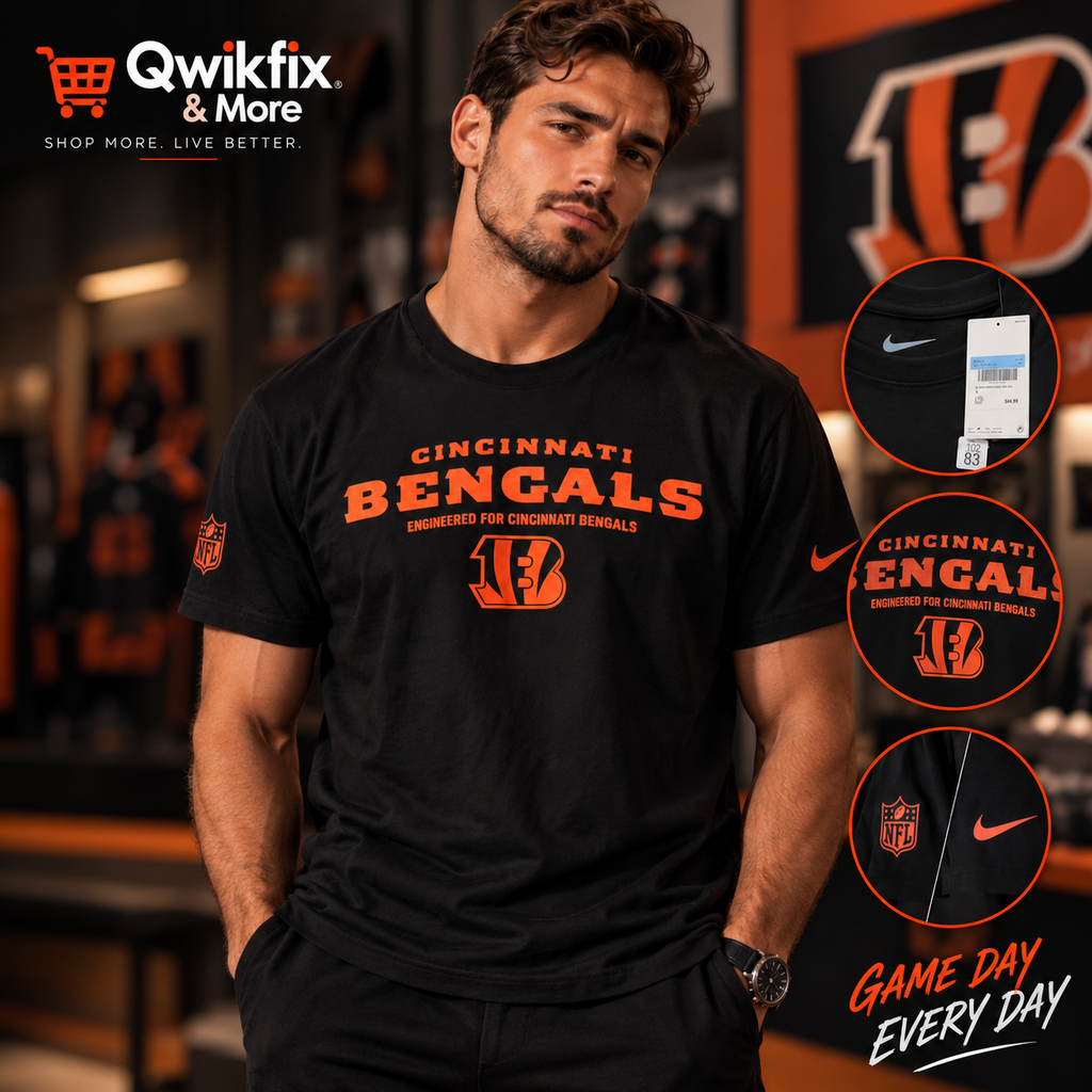 Nike Cincinnati Bengals Men’s Dri-FIT Cotton T-Shirt – Black – Size Medium