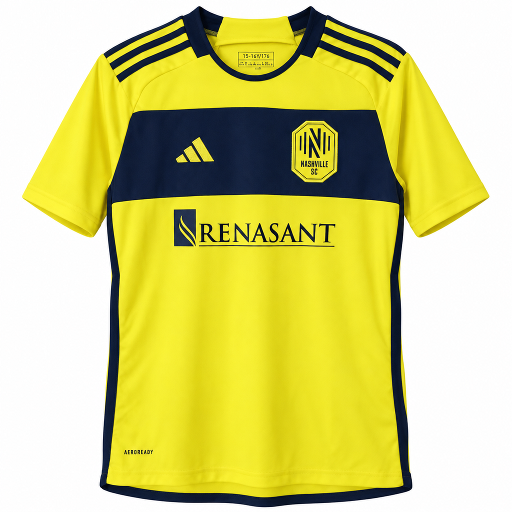 adidas Nashville SC 2024 The 615 Kit Youth Replica Jersey – Yellow/Navy – Size XL